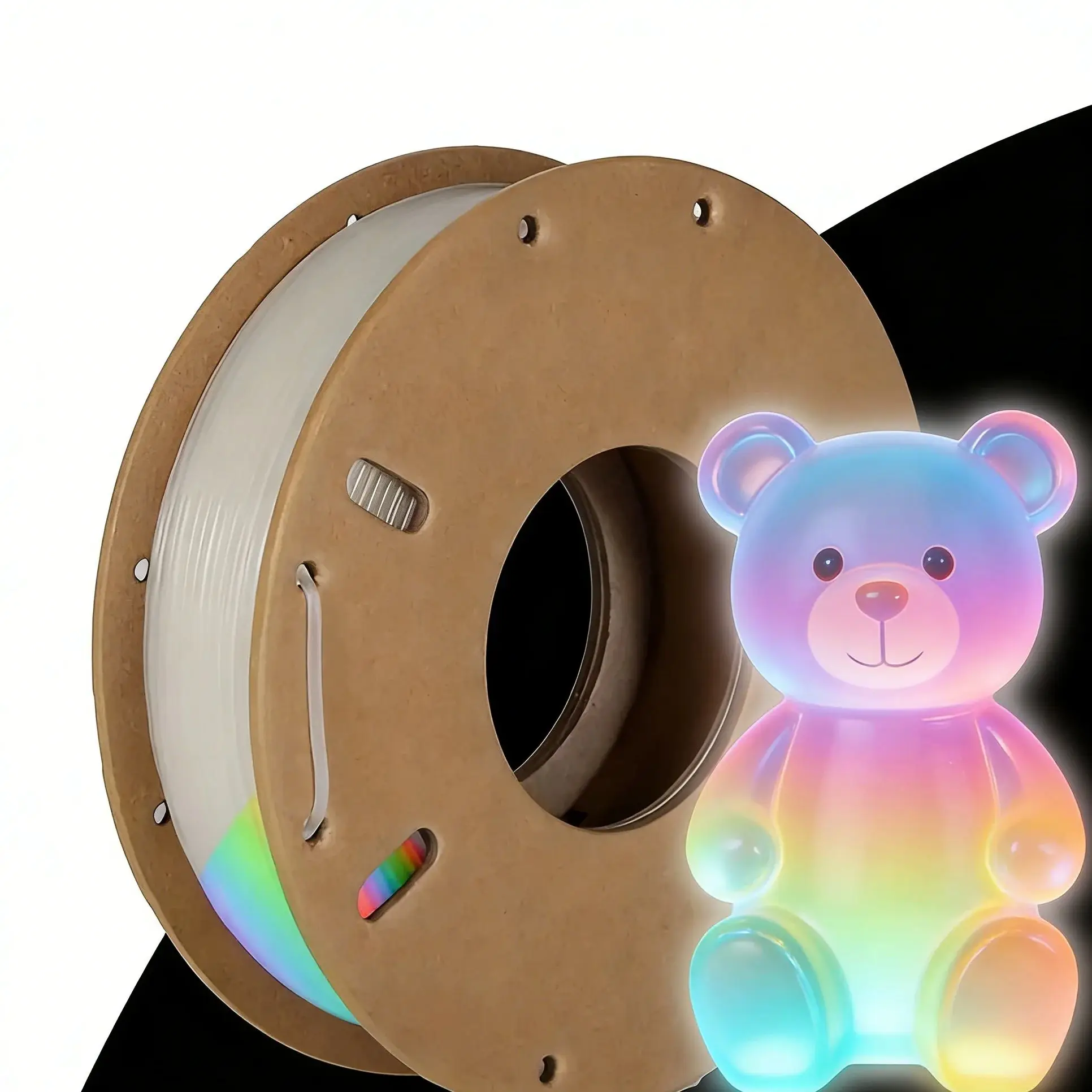 

PLA glow white to rainbow 1.75mm 250g 3D Printer Filament Change Color Gradually