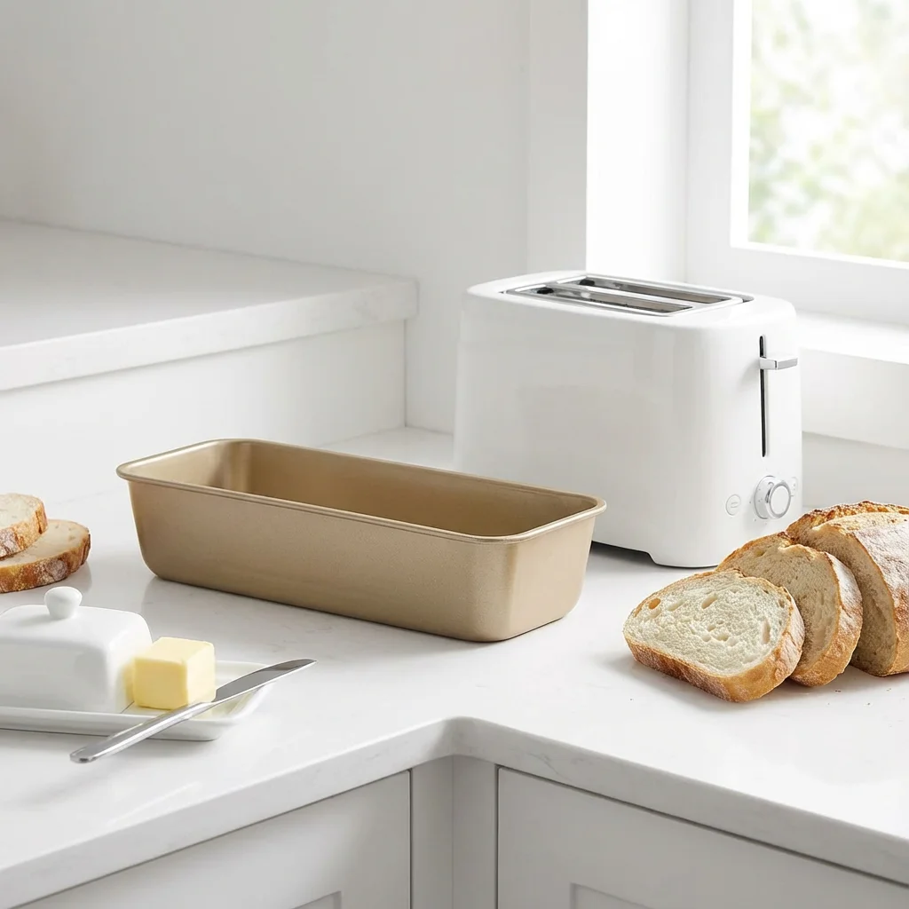 

Durable Golden Loaf Pan, Non-Stick Coating, Food Safe, Rectangle Mold for Homemade Baking & Daily Use