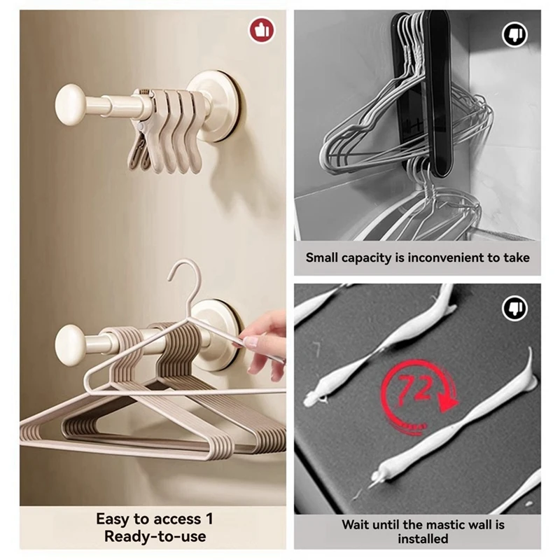 2 قطعة شفط كأس شماعات ملابس التخزين المنظم شرفة المنزل متعددة الوظائف الحائط شماعات