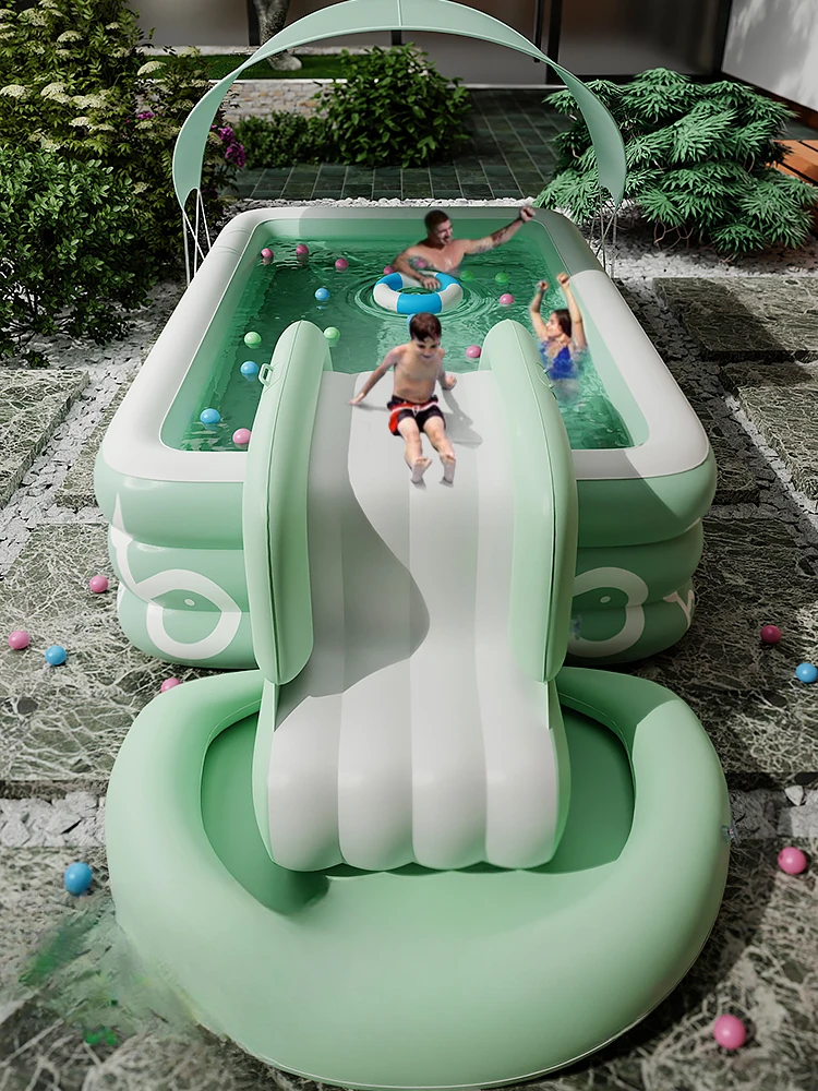 Piscina inflable para el hogar, tobogán acolchado para niños, gran familia al aire libre, adultos, bebé, cubo de juego para bebés.