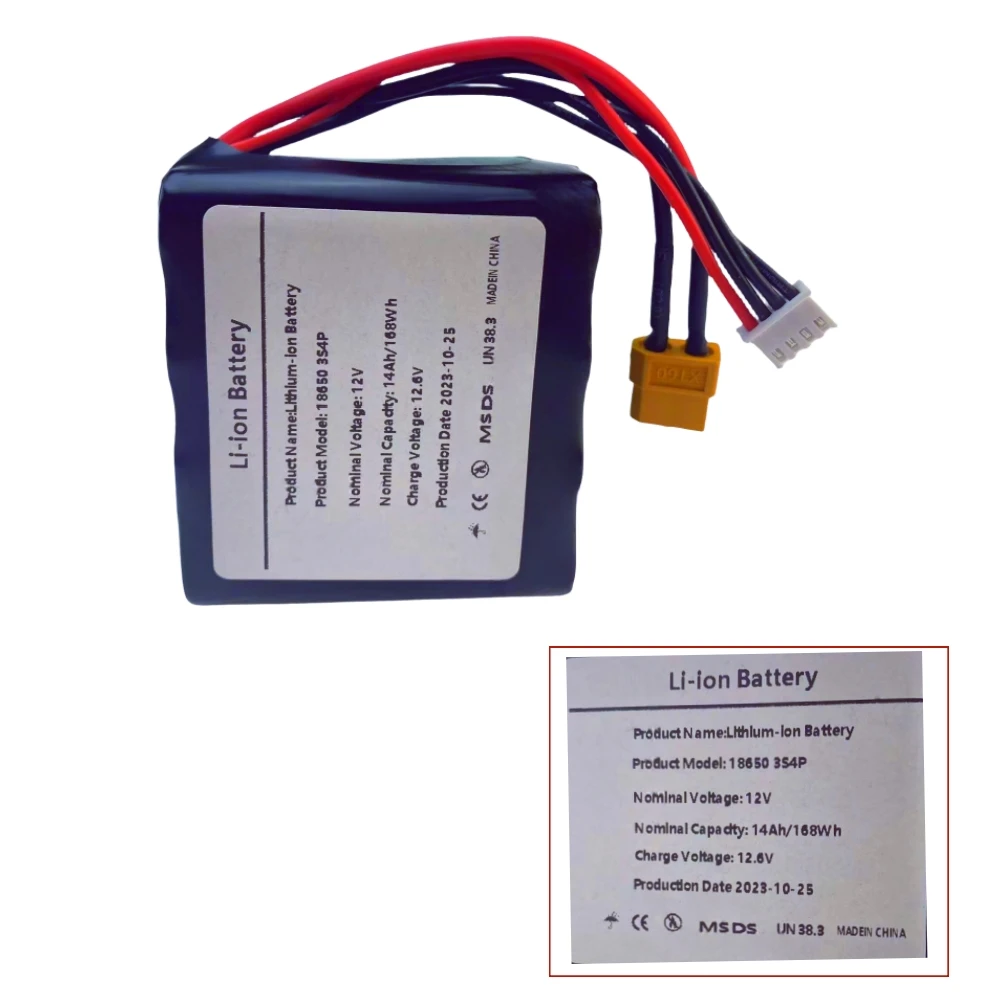 Imagem -06 - Bateria Li-ion Recarregável Poder de Backup para Vários rc Avião Drone Quadrotor 18650 3s4p 12v 14000mah