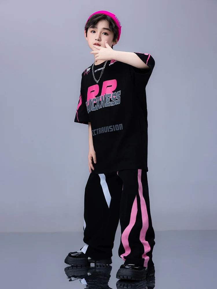 2024 neue Jazz moderne Tanz kostüme für Mädchen lose T-Shirt Cargo hose Streetwear Jungen Hip Hop Tanz Performance tragen dqs16303