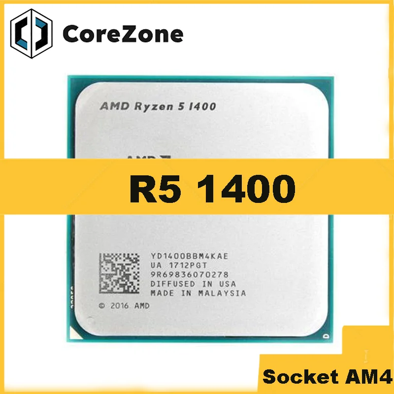 Ryzen 5 1400 R5 1400 3.2 GHz Quad-Core Eight-Thread CPU Processor YD1400BBM4KAE Socket AM4