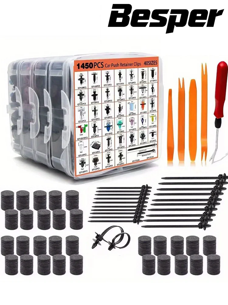 1450 pièces-50 pièces de rechange intérieures de Clip de voiture, Clips de retenue de pare-chocs, Clips de garde-boue de panneau de garniture de porte pour Ford Toyota Honda