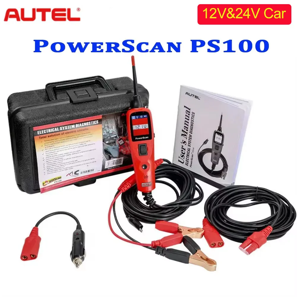 Autel PowerScan PS100 Electrical System Diagnostic Tool 12V/24V Automotive Circuit Tester Power Circuit Probe Kit