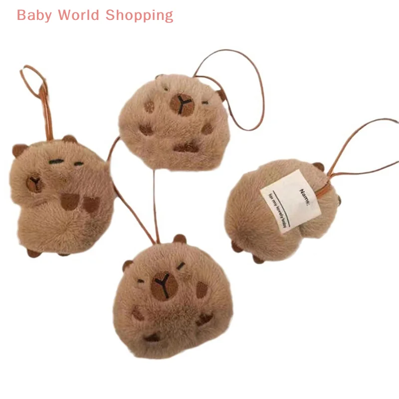Porte-clés Capybara en peluche Kawaii, marque Anti-perte, étiquette nominative, pendentif pour sac à dos de maternelle, décor