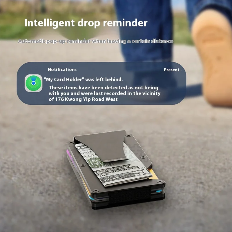 محفظة هوائية، محفظة بسيطة مع شريحة Airtag المدمجة، حامل بطاقة الائتمان لحجب RFID، متوافق مع Apple Find My iOS فقط #2