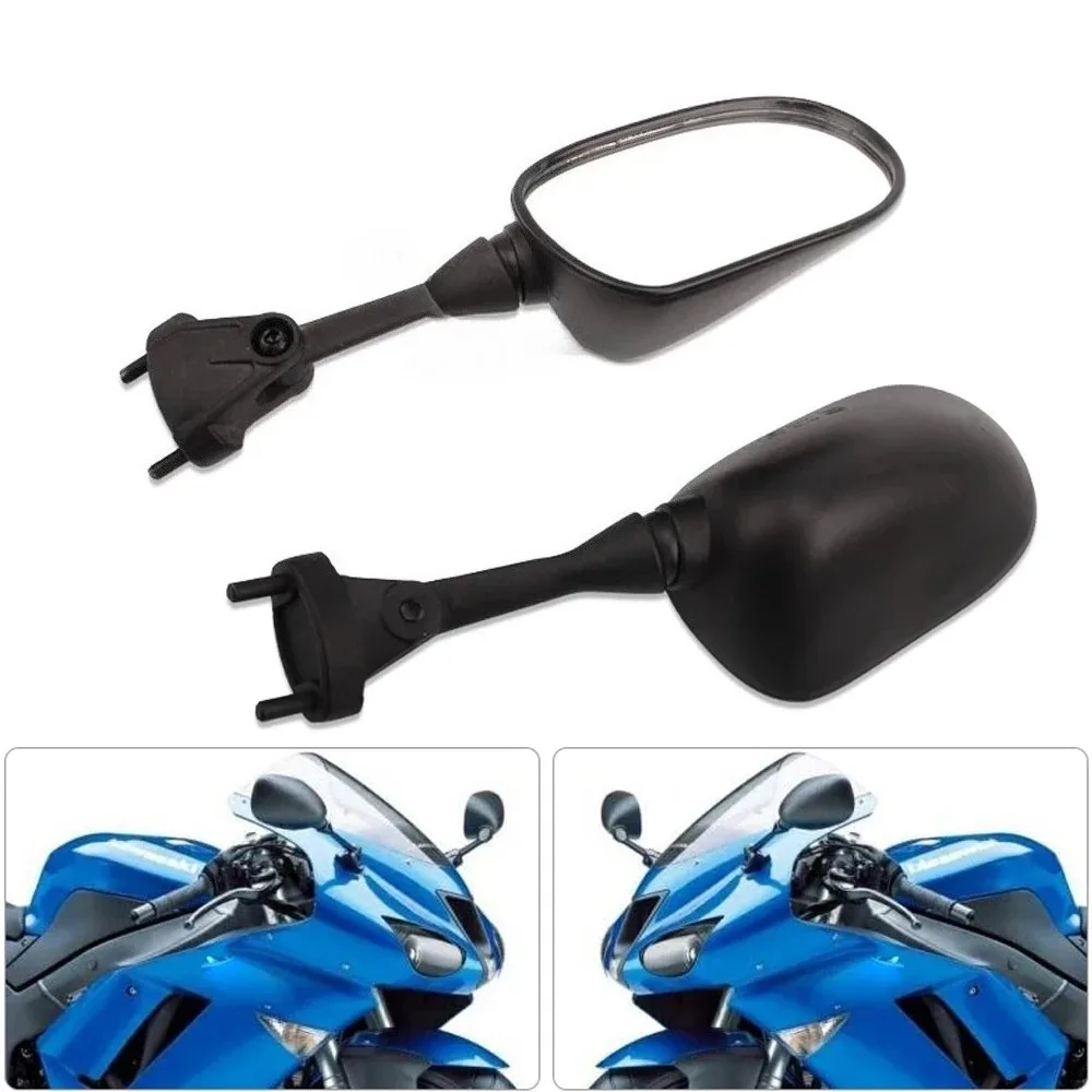 

For Kawasaki Ninja ZX-6R ZX6R 2005-2008 ZX-10R ZX10R 2004 2007 2006 2005 Rear Wing View Side Glass MIRROR Black Rearview Mirrors