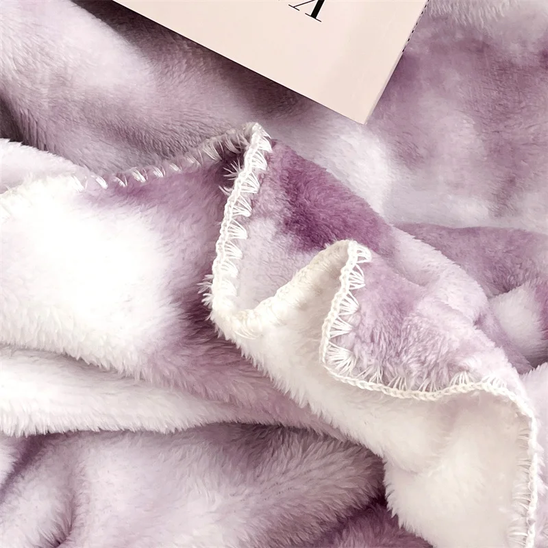 Purple Blanket Tie Dye Soft Throw Blankets for Couch, Sofa, Bed, Soft Lightweight Plush Cozy Faux Rabbit Fur Blankets & Throws