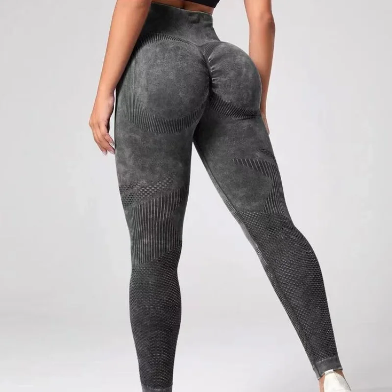 Leggings de realce de glúteos para mujer, pantalones de Yoga ahuecados deportivos sin costuras, cintura alta, tejido Sexy