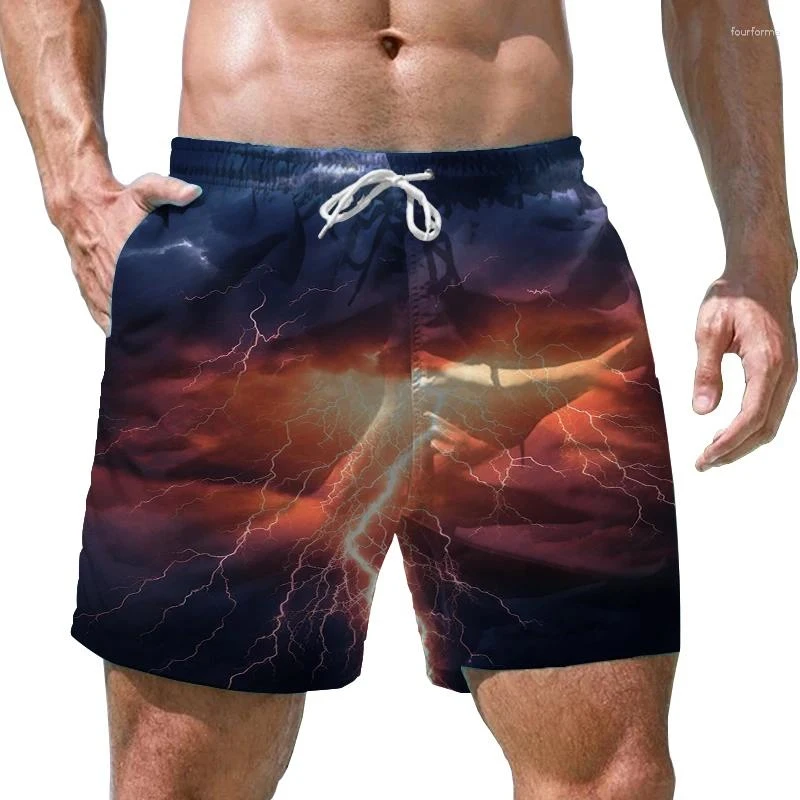 Lightning Pattern Shorts Men Casual Short Pants Cargo Black Beach 3d Printed Shorts Gothic Fitness Mens Shorts Male Short Pants