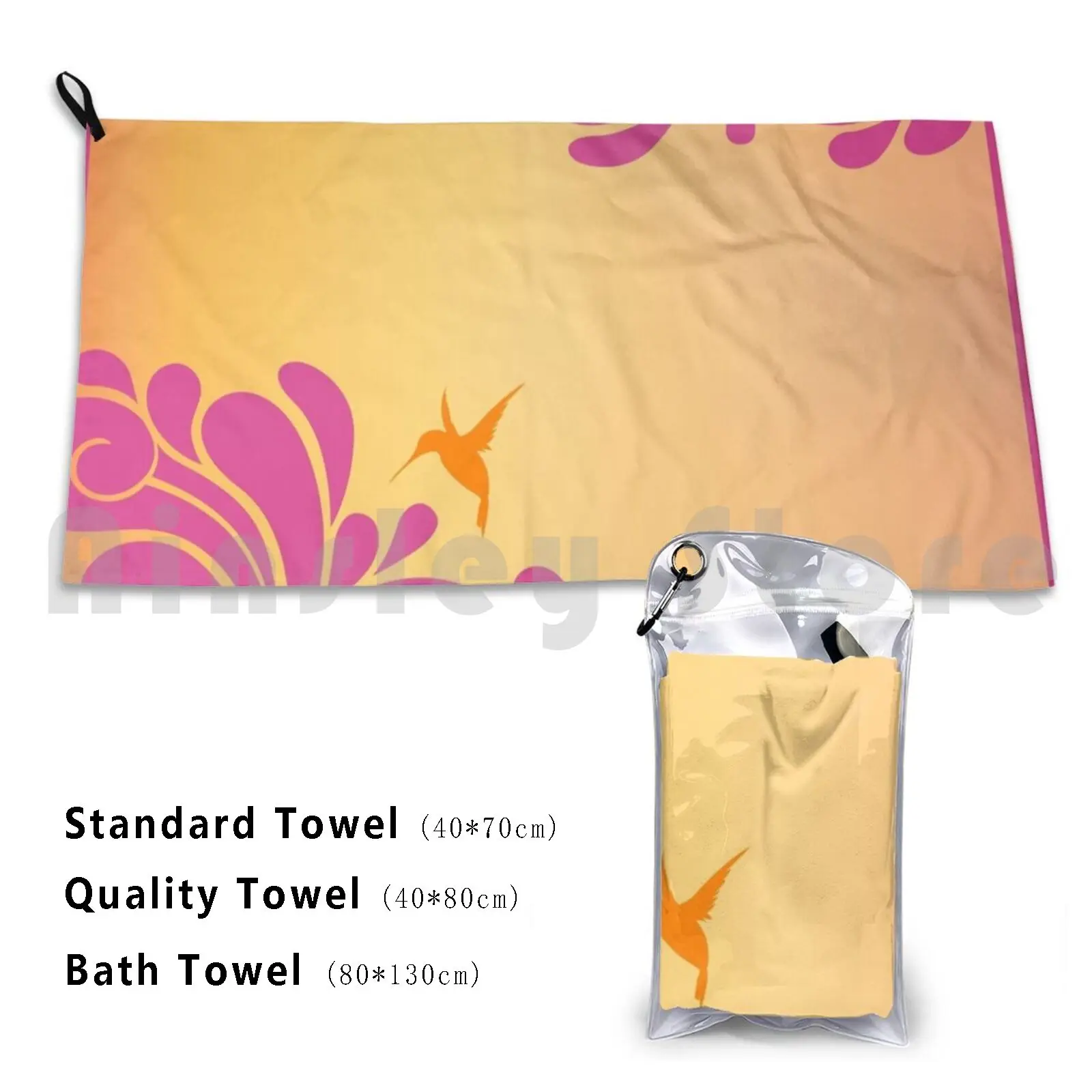 Zen Hummingbird Bath Towel Beach Cushion Hummingbird Zen Bird Flower Floral Calm Peace Nectar Hummingbirds Nature