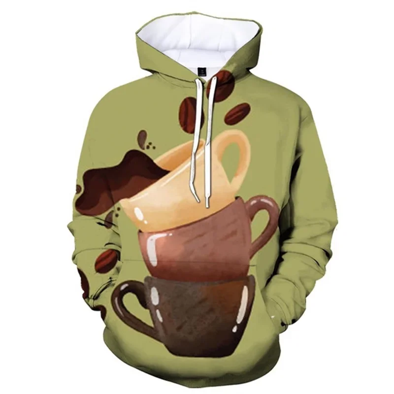 Coffee Cup Hoodies for Men Graphics Oversized Hoodie New Design Pullover Breathable Sweatshirt Long Sleeve Coat