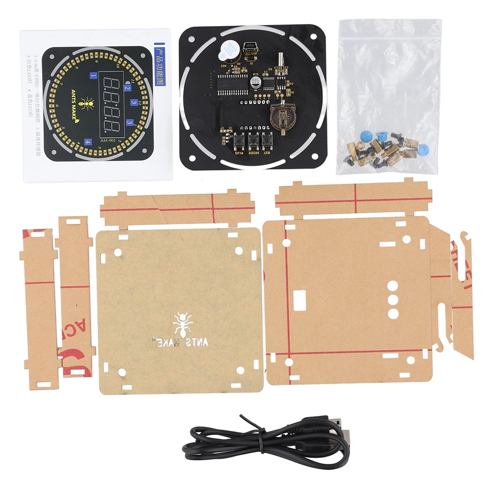 DIY Rotating Digital LED Display Module  DC5V 4-Digital Alarm Electronic Clock Kit Electronic Clock Kit 51 SCM Learning Board