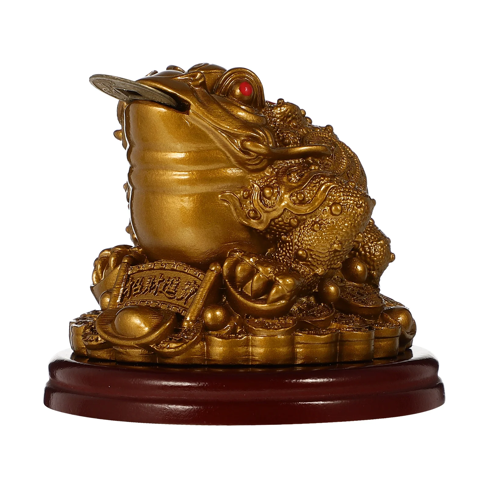 Exquisite 1Set Feng Shui Toad Ornaments Desktop Tabletop Adornments in Golden for Home and Office Decoration