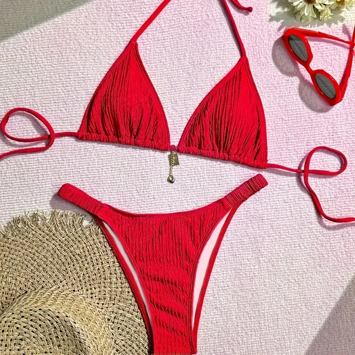 

2025 new model, European, American and American fashion special fabric bikini set, sexy swimsuit two-piece set