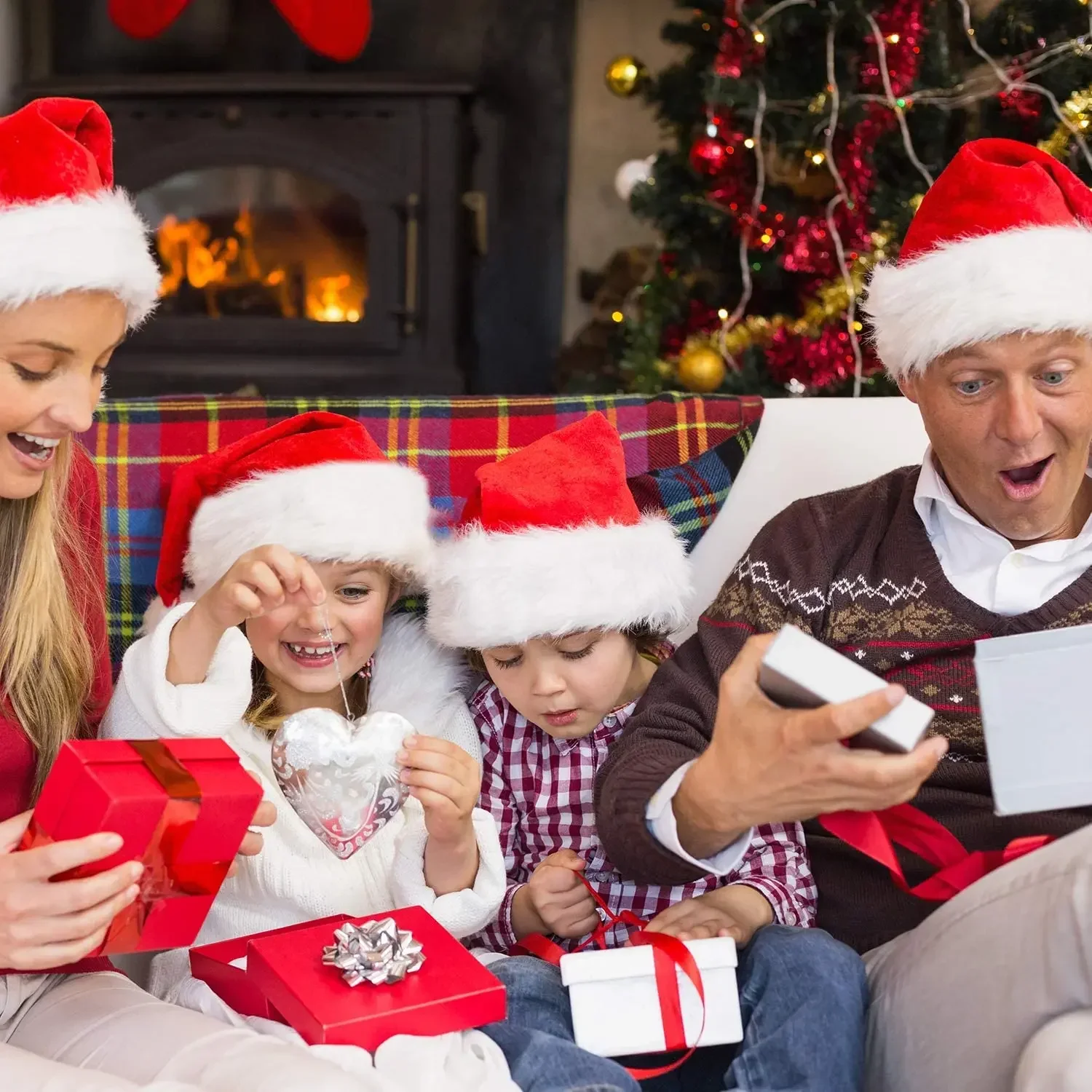 Chapeau de Noël en velours unisexe, pour adultes et enfants, épaississant, adapté aux fournitures de fête de Noël, 6 pièces