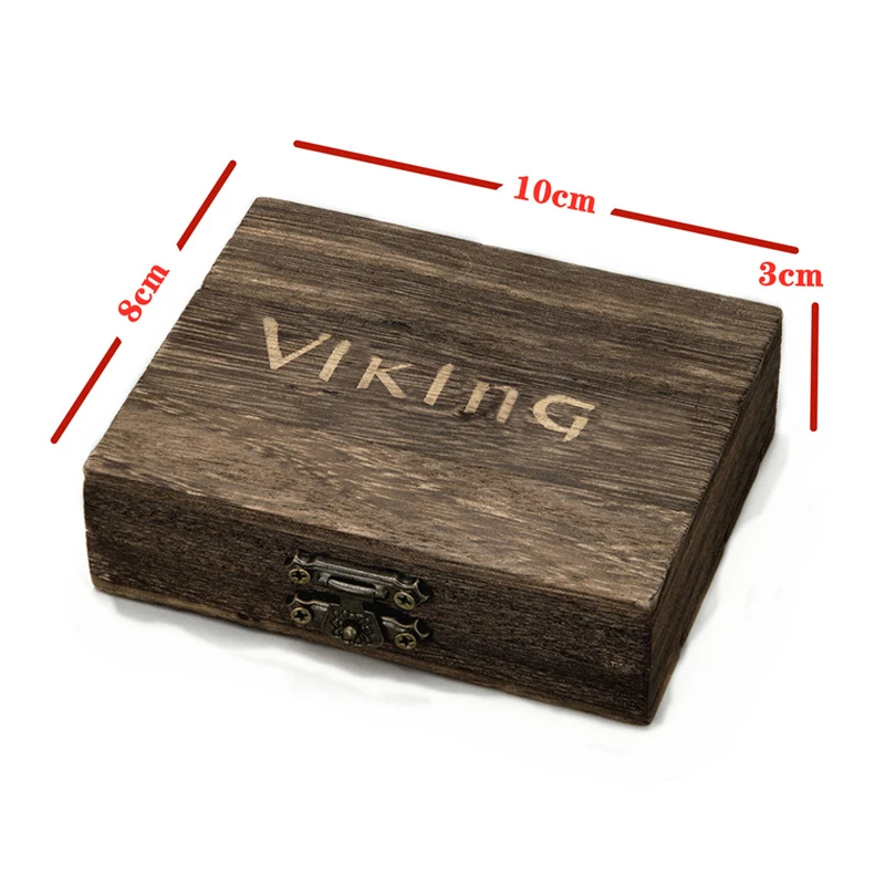 Viking Natural Wooden Boxes Retro PU Leather Bags Luxury Jewelry Packaging Handmade Vintage Storage Box Decorative Organizer