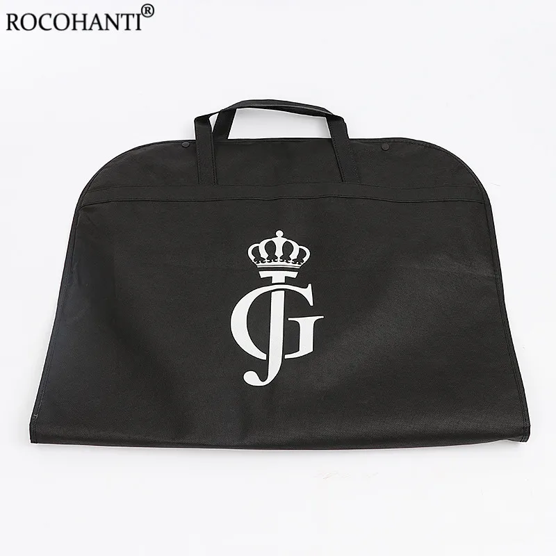 10x Custom Garment Hang Up Dress Clothing Zipper Dust Suit Cover Bag With Logo Non Woven Cloth Hanging Clothes Packaging Bag