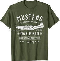 P-51 Mustang North American Aviation P51 Fighter Plane Oversized T-shirt Casual Cotton Tshirt Unisex Tops Tee Men's Clothing