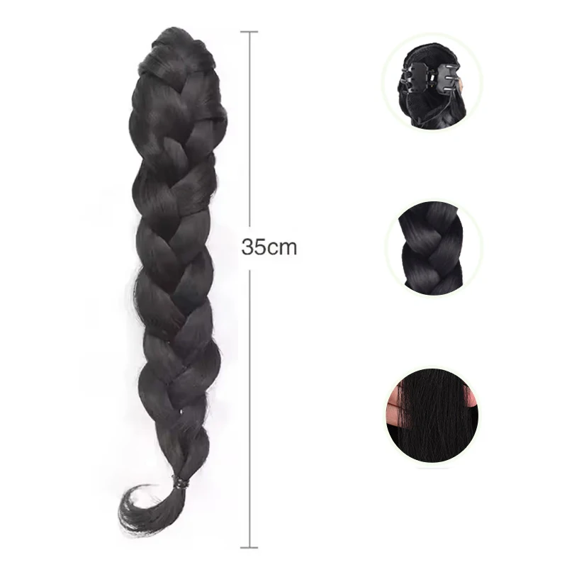 18Inch Synthetic Ponytail Hair Extensions Braided With Claw Clip Ponytail for Women
