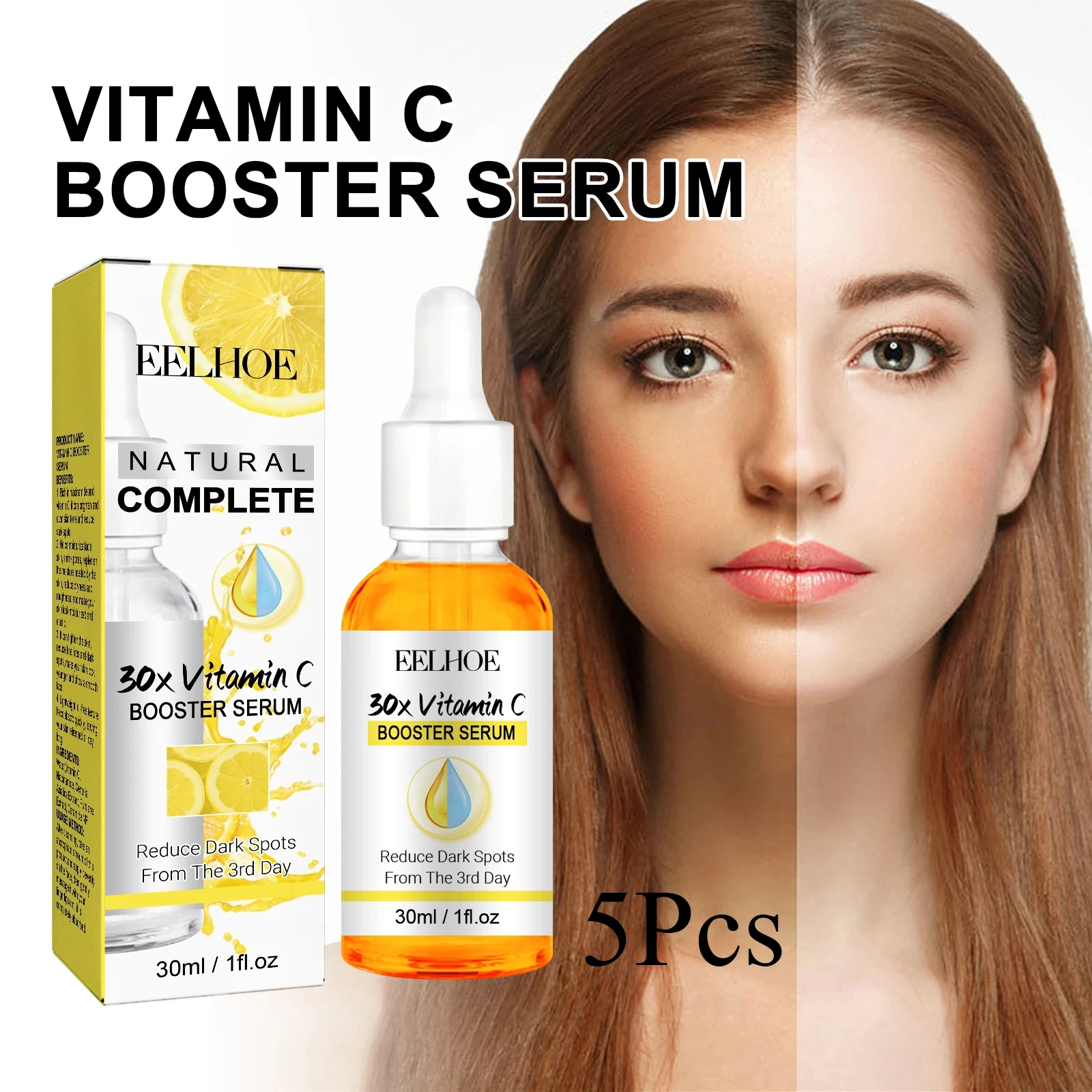 5Pcs Vitamin C Whiten Serum Facial Anti Wrinkle Essence Moisturize Firm Skin Reduce Fine Lines Shrink Pores Face Care Products