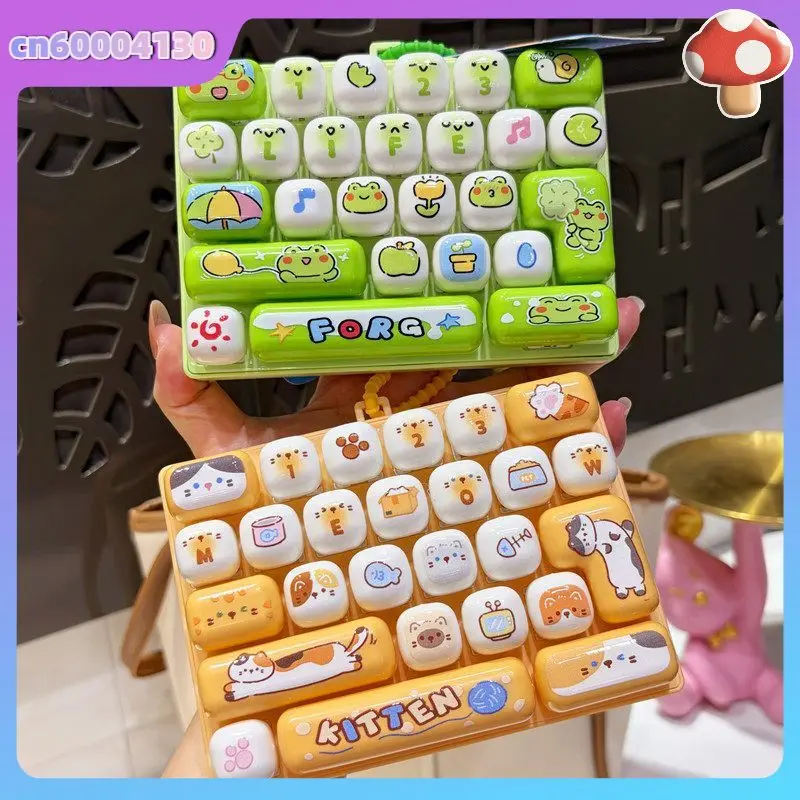 26Grid Keycap Clicker Anti Stress Fidget Keyboard Keychain Decompression Button Cartoon Hand Relax Party Favor Gift 26구 키캡 키링