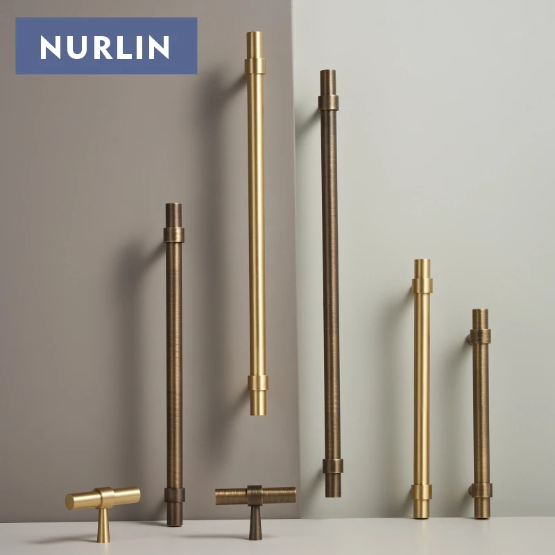 Nurlin Solid Brushed Antique Brass Bronze 500mm 19.5\'\' Inch Pull Cabinet Knobs T bar Funiture Wardrobe Appliance Handle