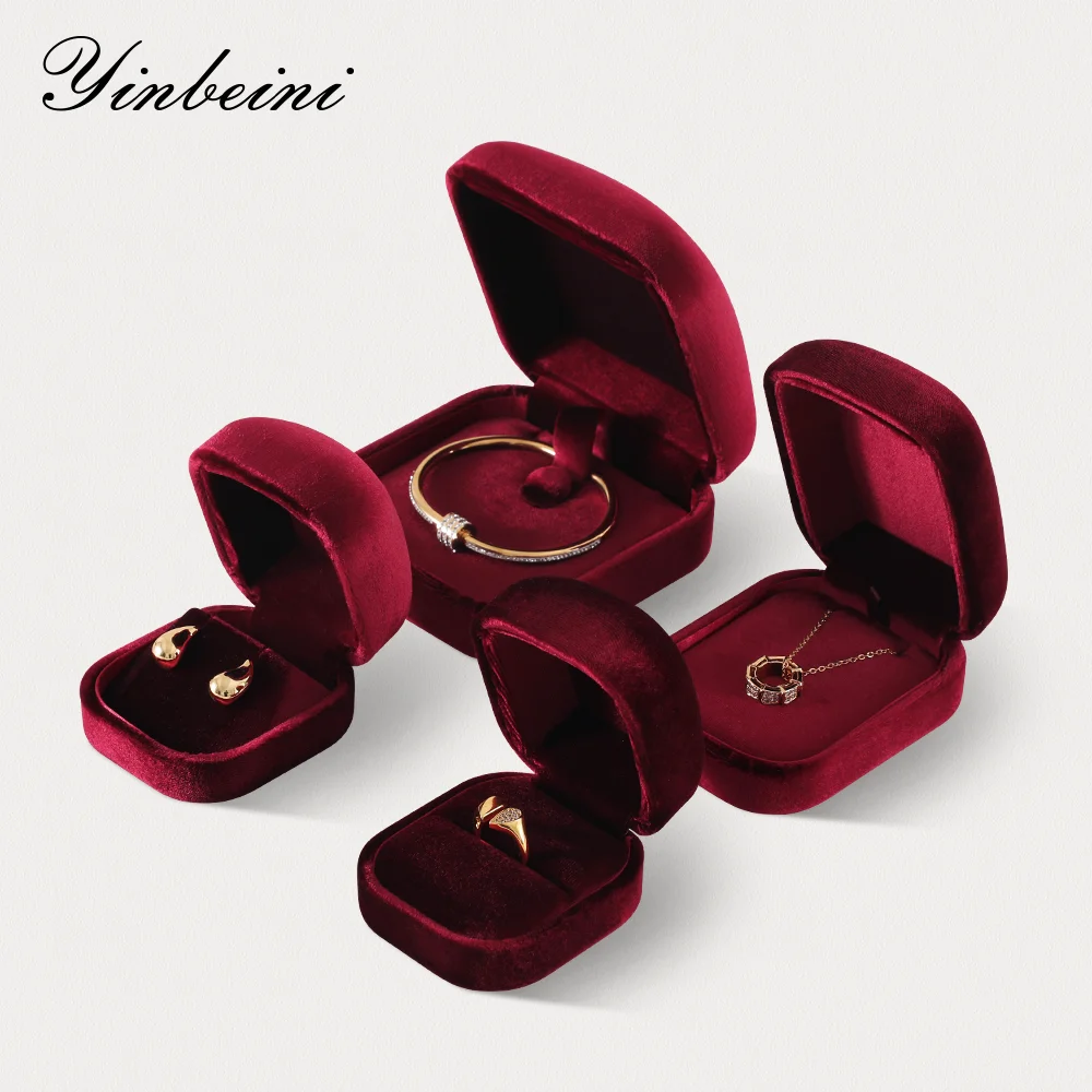 Yinbeini Wedding Ring Box Velvet Jewelry Box Collection Bracelet Necklace Pendant Storage Case Jewelry Display Organizer H030