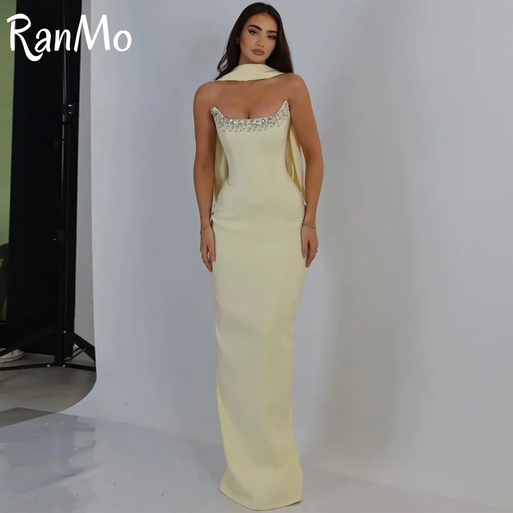 

Ranmo Saudi Arabia Mermaid Prom Evening Dresses Strapless Beadings Night Party Dress 2025 Cocktail Prom Gowns Customized