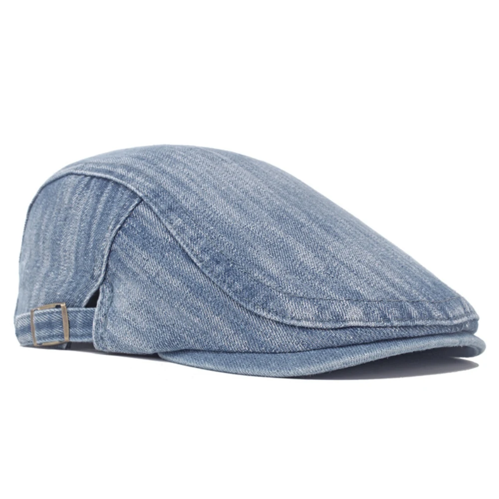 HT4765 Baskenmützen für Männer und Frauen, verstellbare Ivy-Flatcap, Retro-Künstler-Malermütze für Damen und Herren, Frühling-Sommer-Baskenmütze aus Baumwolle und Denim. – Detail 8