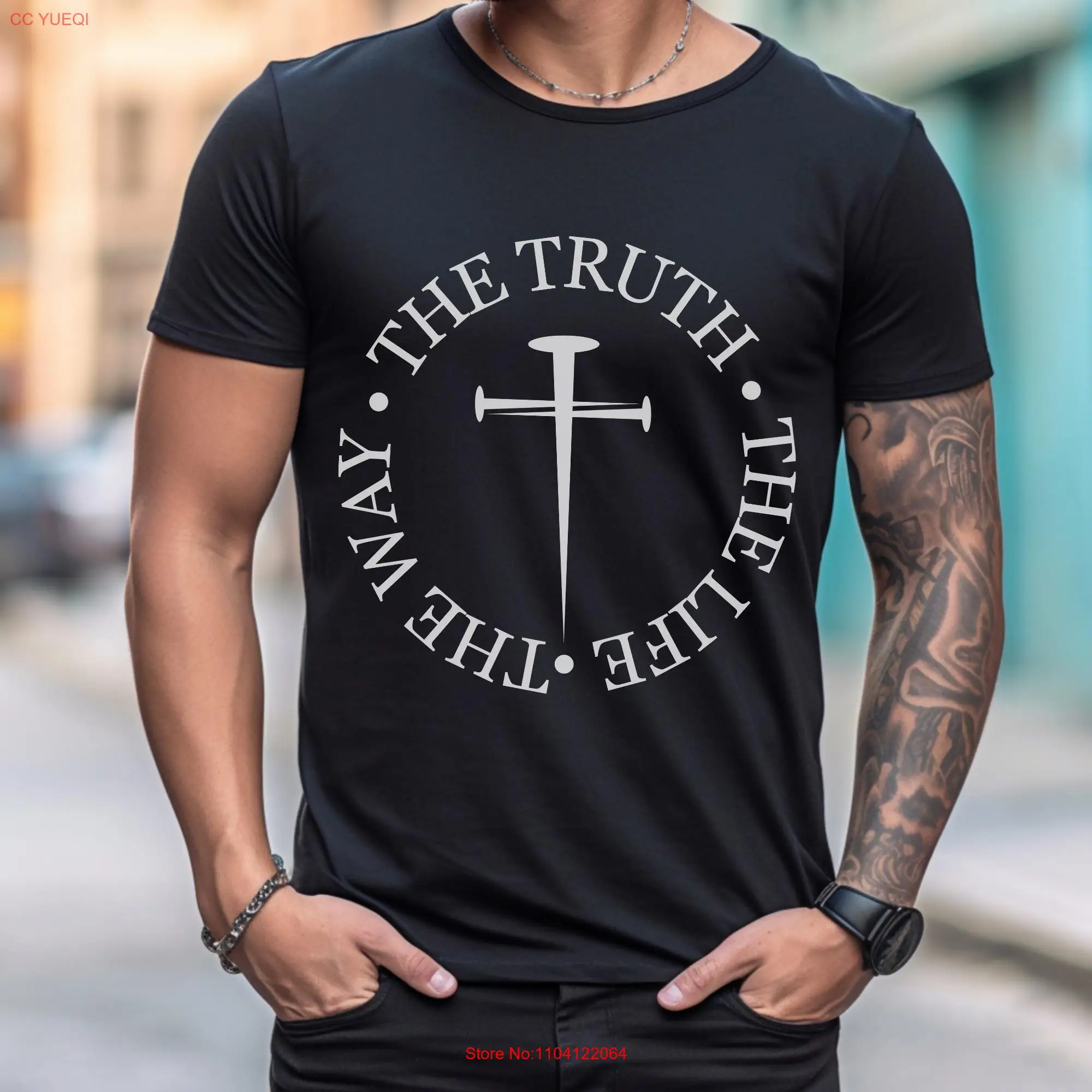 Camiseta The Way Truth Life para hombre cristiano, oración católica, papá, versículos de la Biblia, fe religiosa, manga larga o corta