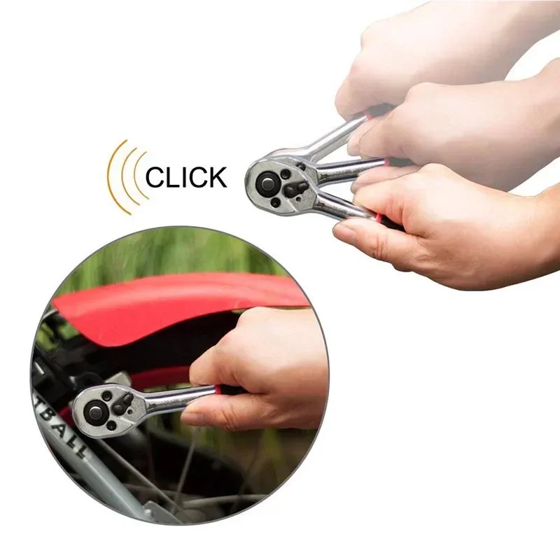 

72T Ratchet Wrench Set Screwdriver Socket 1/4 Inch CR-V Drive Ratchet Wrench Spanner for Bicycle Motorcycle Car Repairing Tool