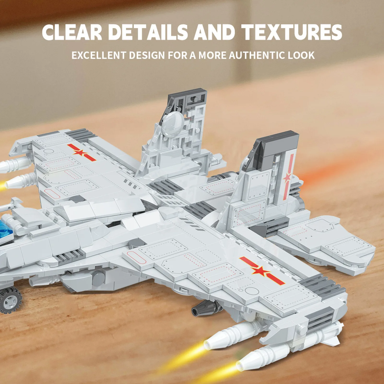 

High Simulated Fighter Building Block Set - with Small Figurine, Educational Airplane Model for Kids Boys