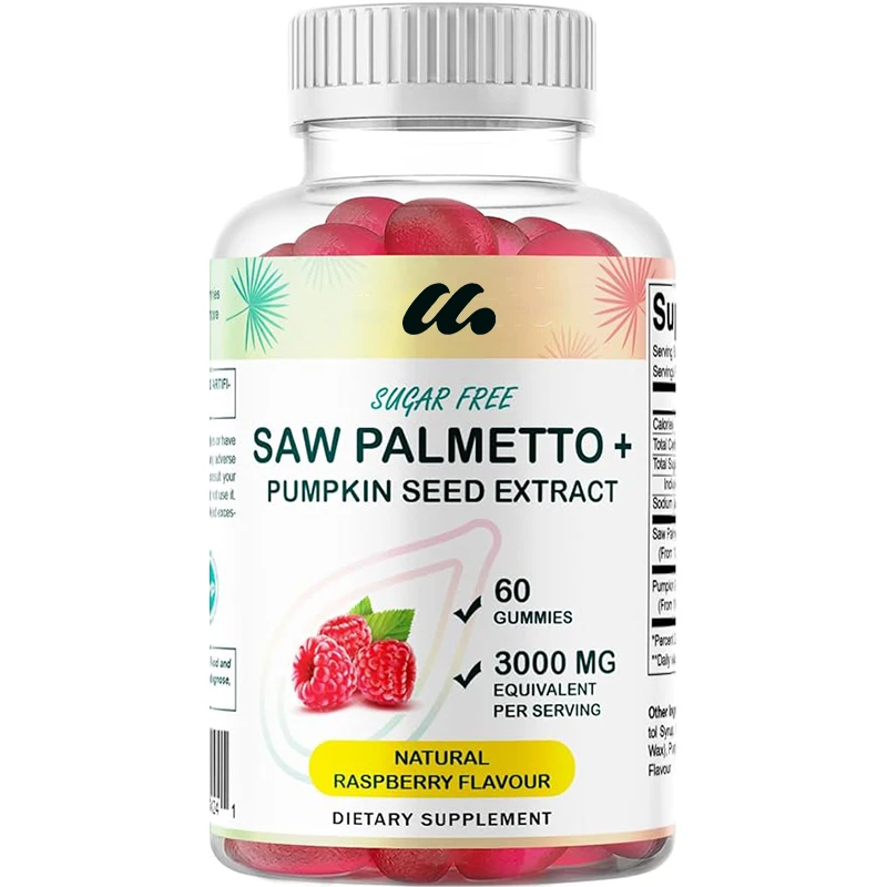 

Sugar Free Saw Palmetto with Pumpkin Seed - 3000 mg Equivalent per Serving - Natural Raspberry Flavor - 60 Count