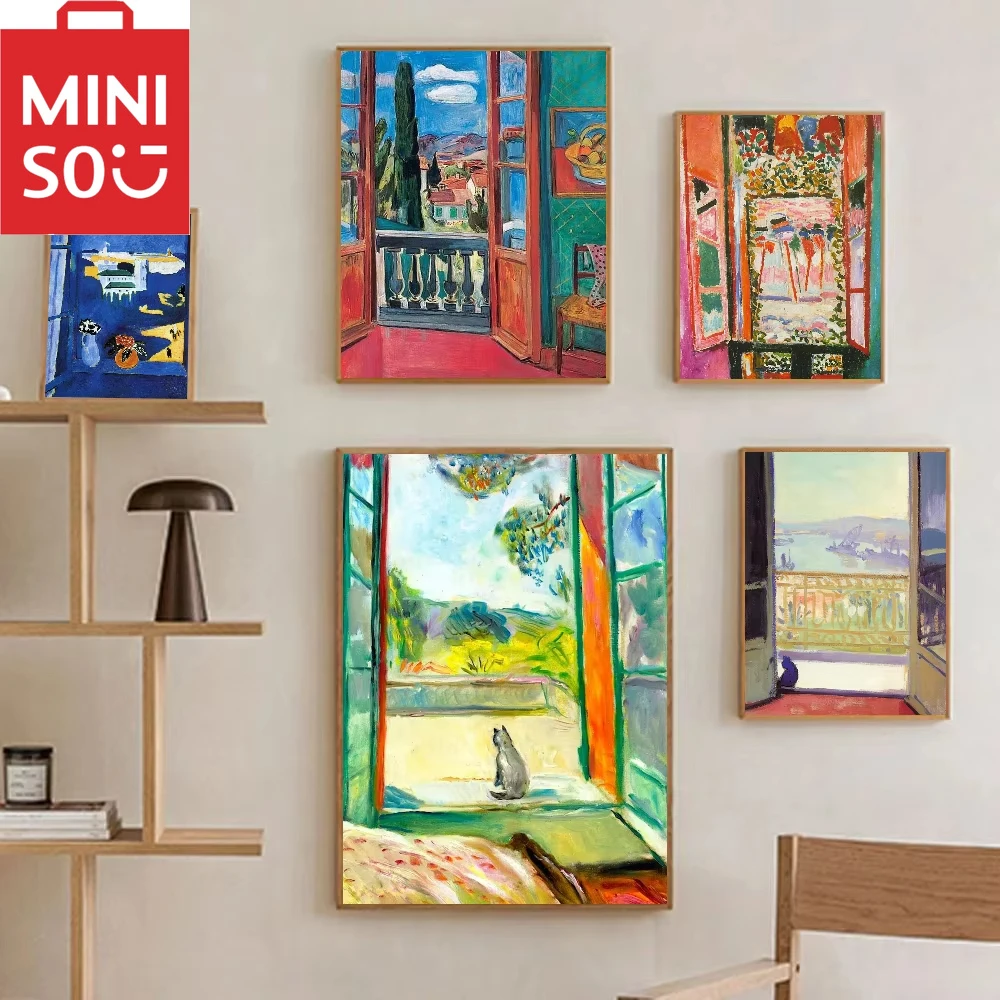 

MINISO картина маслом по номерам открытое окно кошка Матисс стиль украшение дома живопись стены спальня декор комнаты подарок рамки