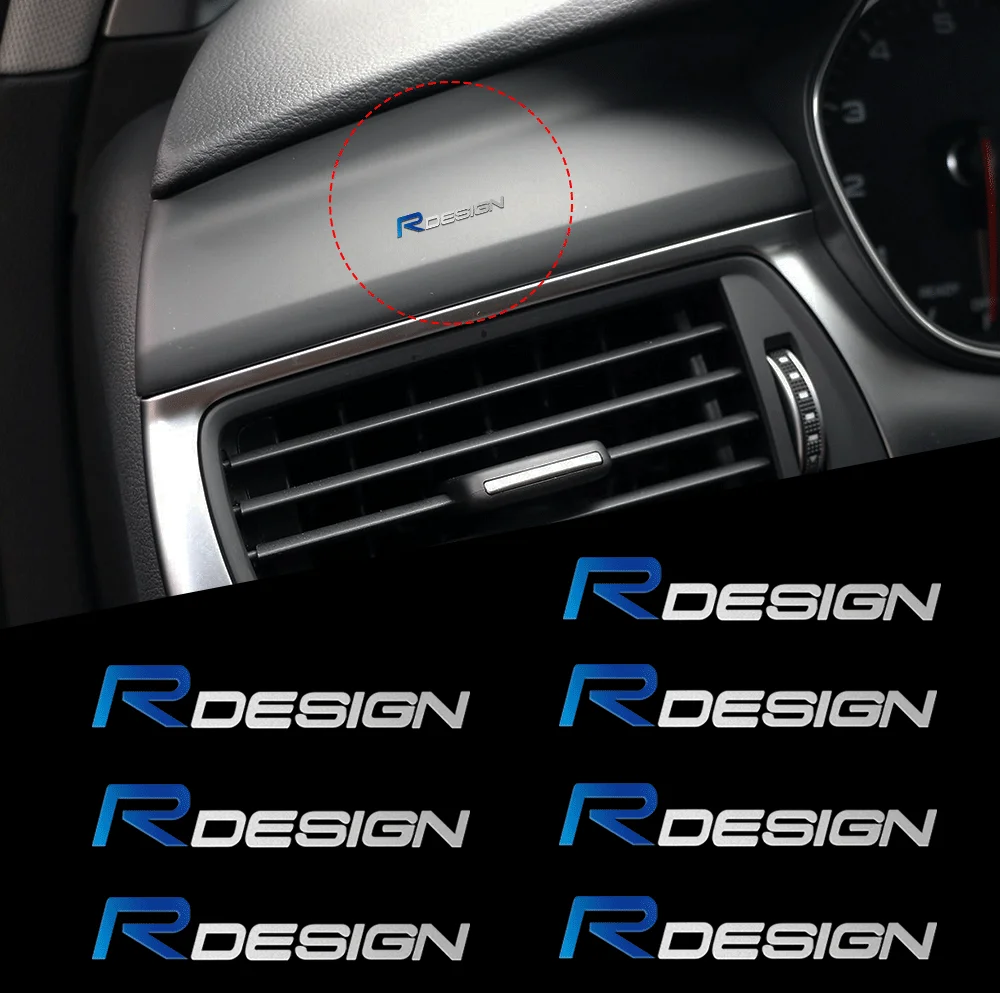 5Pcs 3D Metal Car Interior Dekoration Stickers R Design Badges Auto Styling For Volvo RDESIGN T6 AWD S40 S60 S90 XC40 XC60 XC90