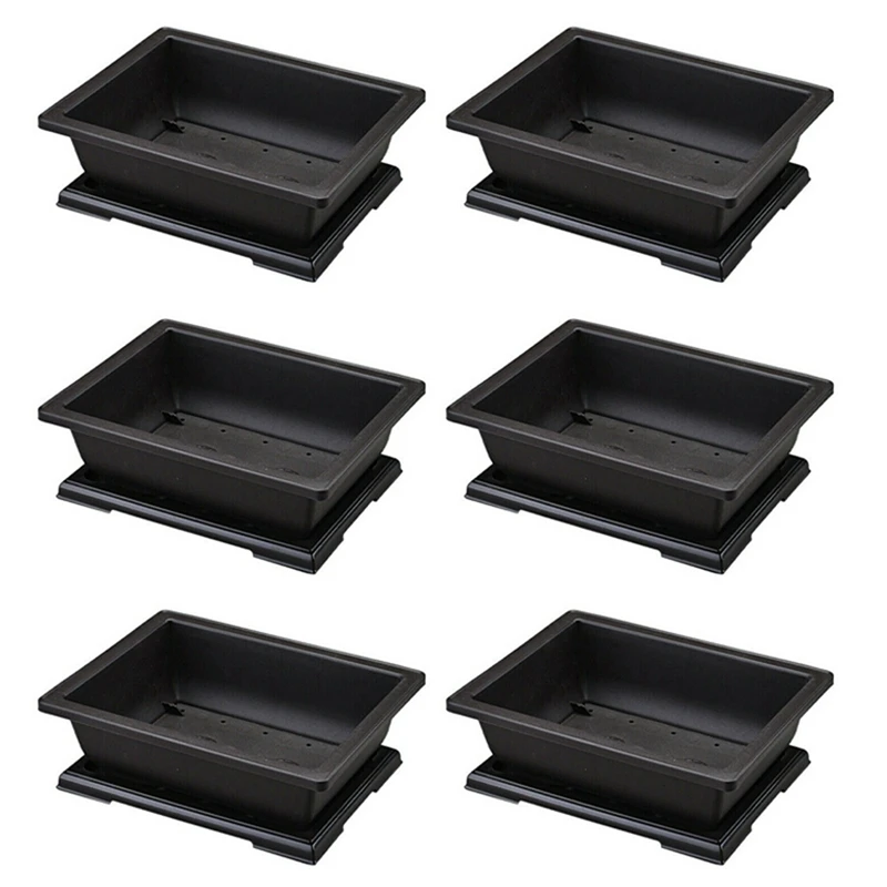 

6X Large Flower Pot Rectangle Bonsai Nursery Planter Balcony Container 29X21X10.5Cm Retail