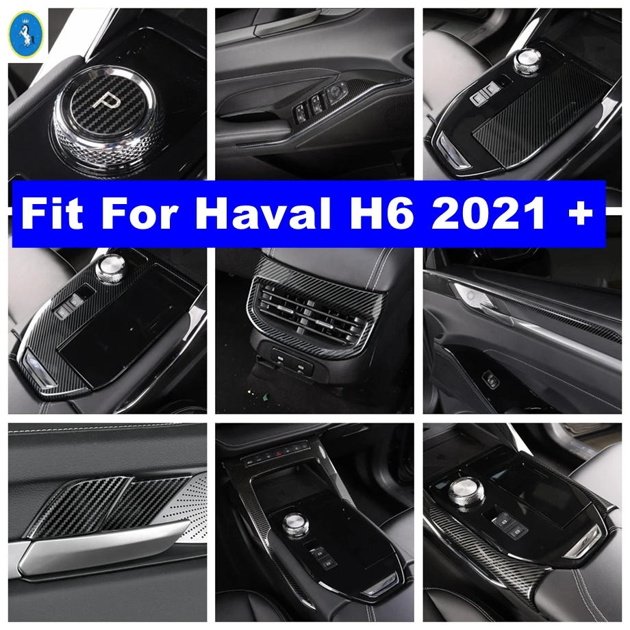 

Auto AC Air Vent Outlet / Gear Shift / Glass Lift Button Panel Cover Trim For Haval H6 2021 - 2024 Carbon Fiber Look Accessories