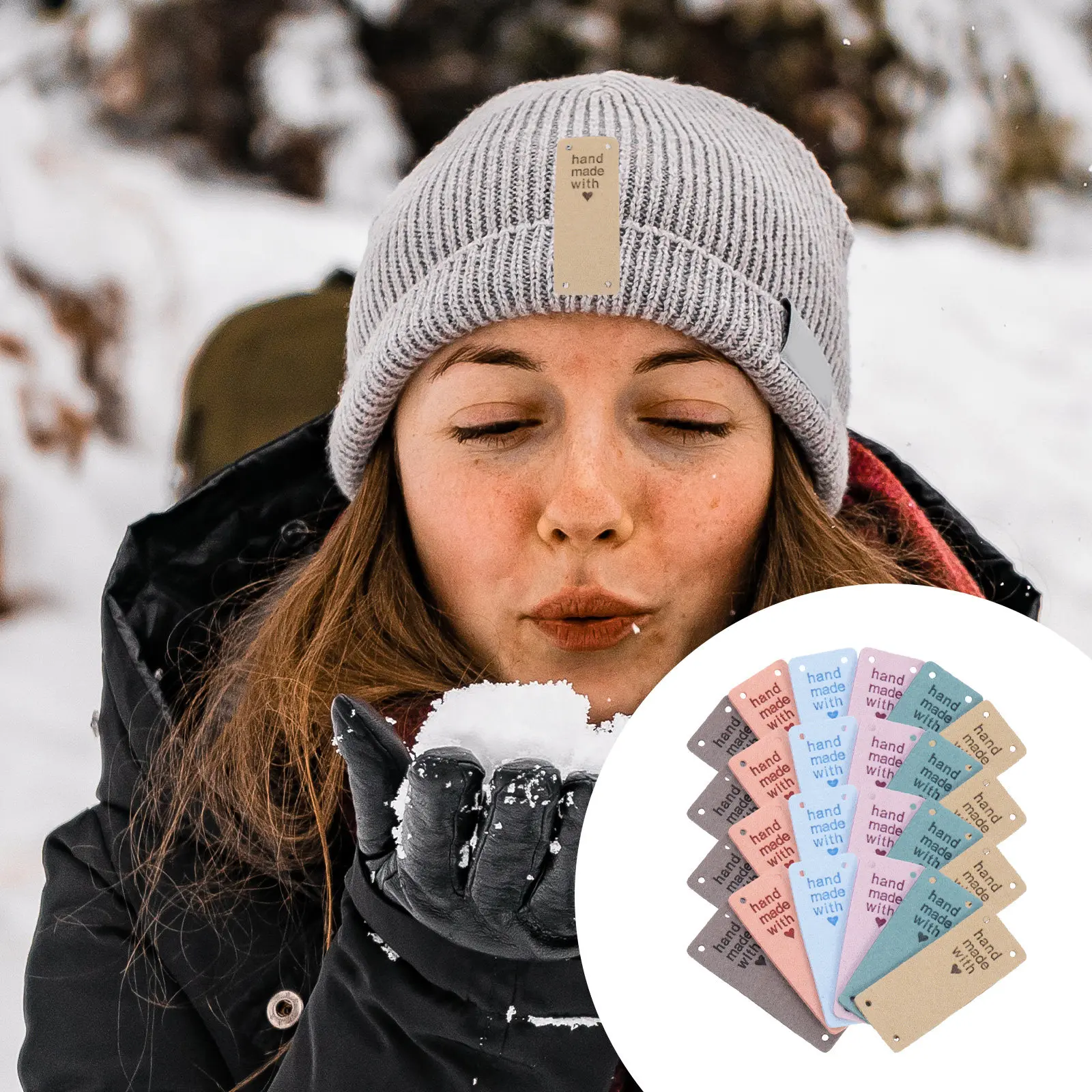 

30Pcs Colorful Embossed Microfiber Clothing Labels Rectangular Sew on Tags for Knitting Crochet Bag Wallet Hat DIY Craft