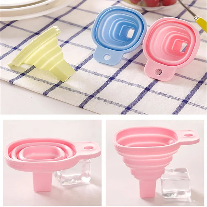 Silicone Funnel Foldable Telescopic Long Neck Funnel Food Grade Mini Funnel Portable Household Liquid Adding Kitchen Tool