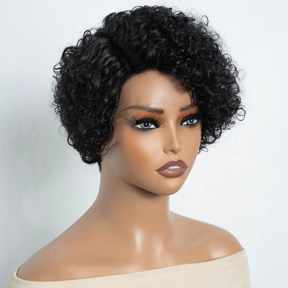 

Short Curly Bob Wig Pixie Cut Wig Human Hair Wigs For Women 13x6x1 Lace Front Brazilian Deep Wave Lace Wig Preplucked Hairline