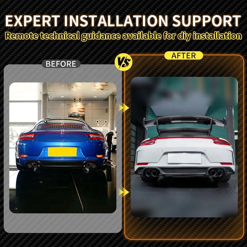 GT3 Style Half Carbon Fiber Rear High Tail Wing for 911 991.2 Carbon Fiber Rear Wing Spoiler Kit Car Modification Parts