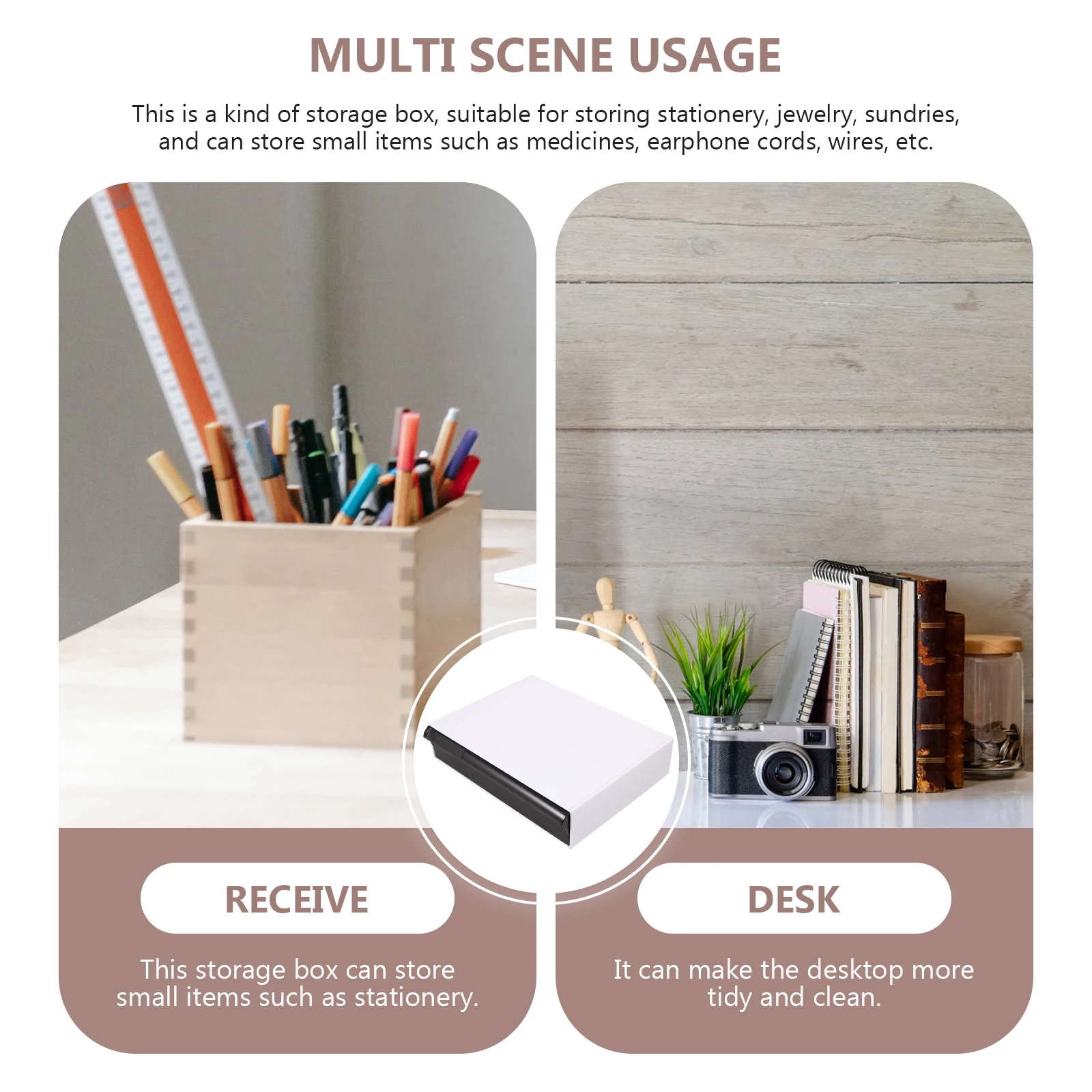 

Premium Under Desk Storage Box Hidden Drawer ganizer for Office Stationery Plastic Space Saving Self Adhesive Desktop Cabinet