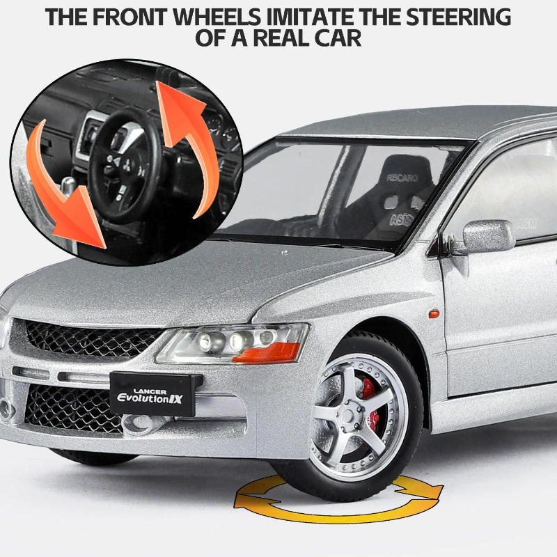 1:24 ランサー EVO IX EVO9 合金スポーツカー ダイキャストメタル プルバック サウンド＆ライト カーモデル キッズトイ ギフト