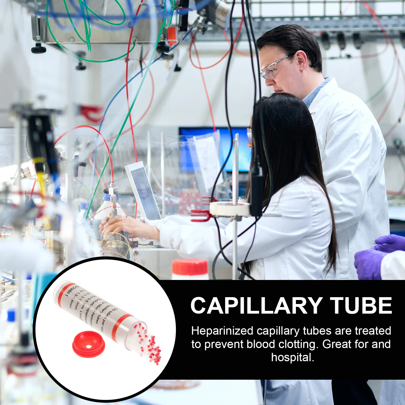 Tube capillaire en verre pour micro hématocrite, tube de fusion, tube polyvalent, utilisation en clinique et en hôpital, rouge, 2 ensembles de 200 pièces