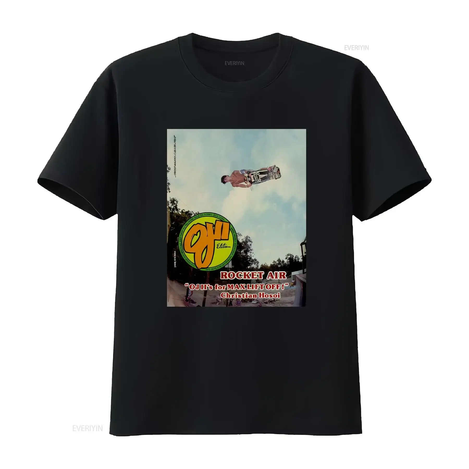 Camiseta Branca Vintage Christian HOSOI para Skate, Estilo Streetwear Levemente Fashion, Lavada, Macia e Respirável
