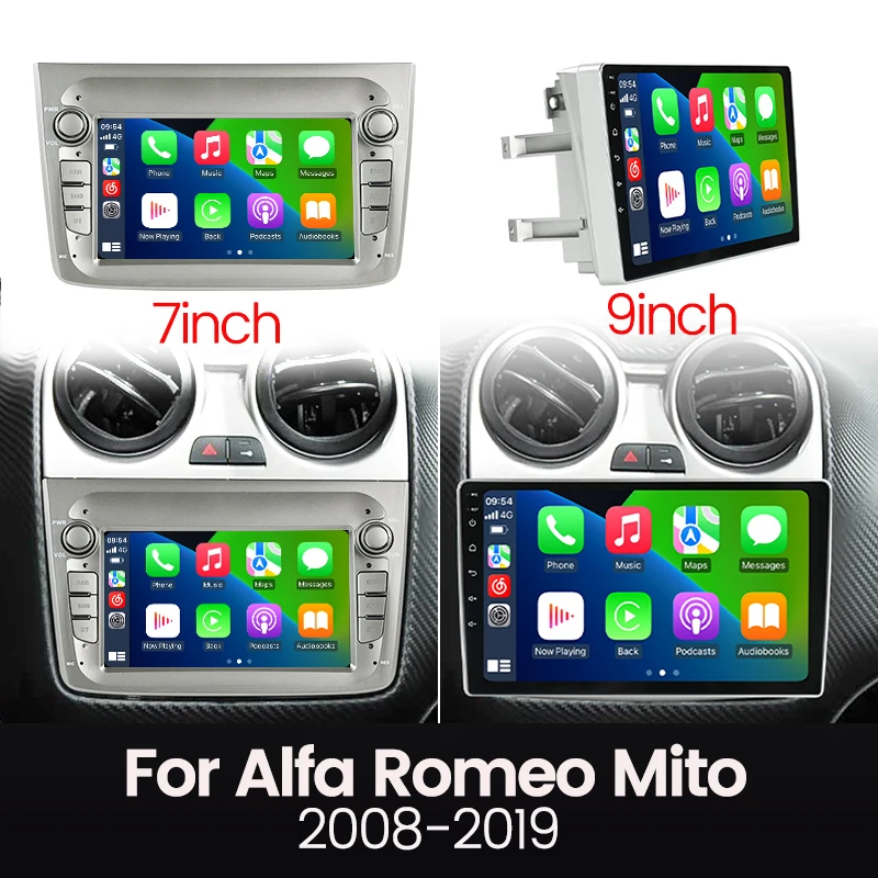 

Автомагнитола MEKEDE 7/9 дюймов с беспроводным CarPlay и Android Auto для Alfa Romeo Mito 2008-2019, GPS-навигация, мультимедийный проигрыватель, WiFi, Bluetooth