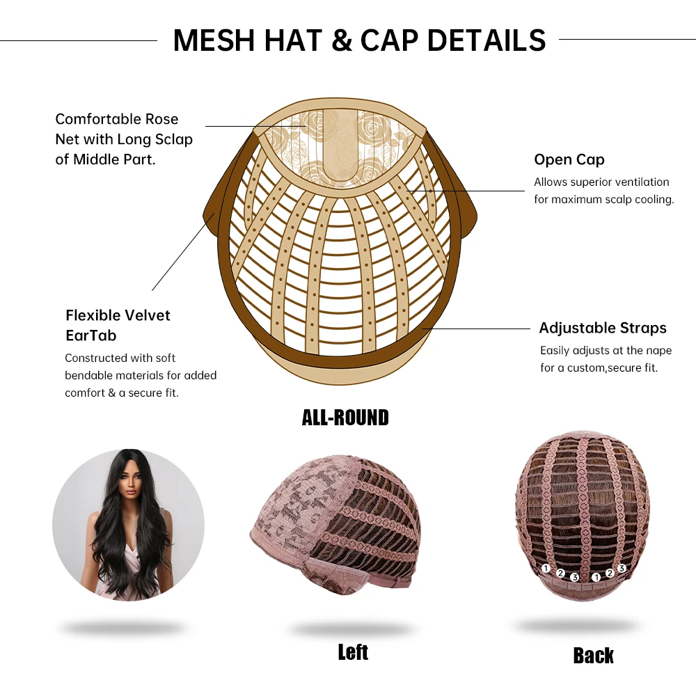 EASIHAIR Long Black Synthetic Wigs Middle Part for Black Women Wavy Cosplay Natural Hair Wigs Heat Resistant Fiber Wigs