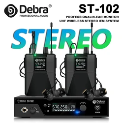 Debra ST-102 Professional Stereo Wireless In-Ear Monitor System with Bluetooth 5.0 UHF for Distance 80-300m for Stage, Theater